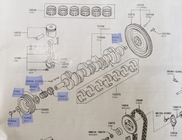 OEM 240Z L28 Crankshaft Component 7 Piece Set - Image 2